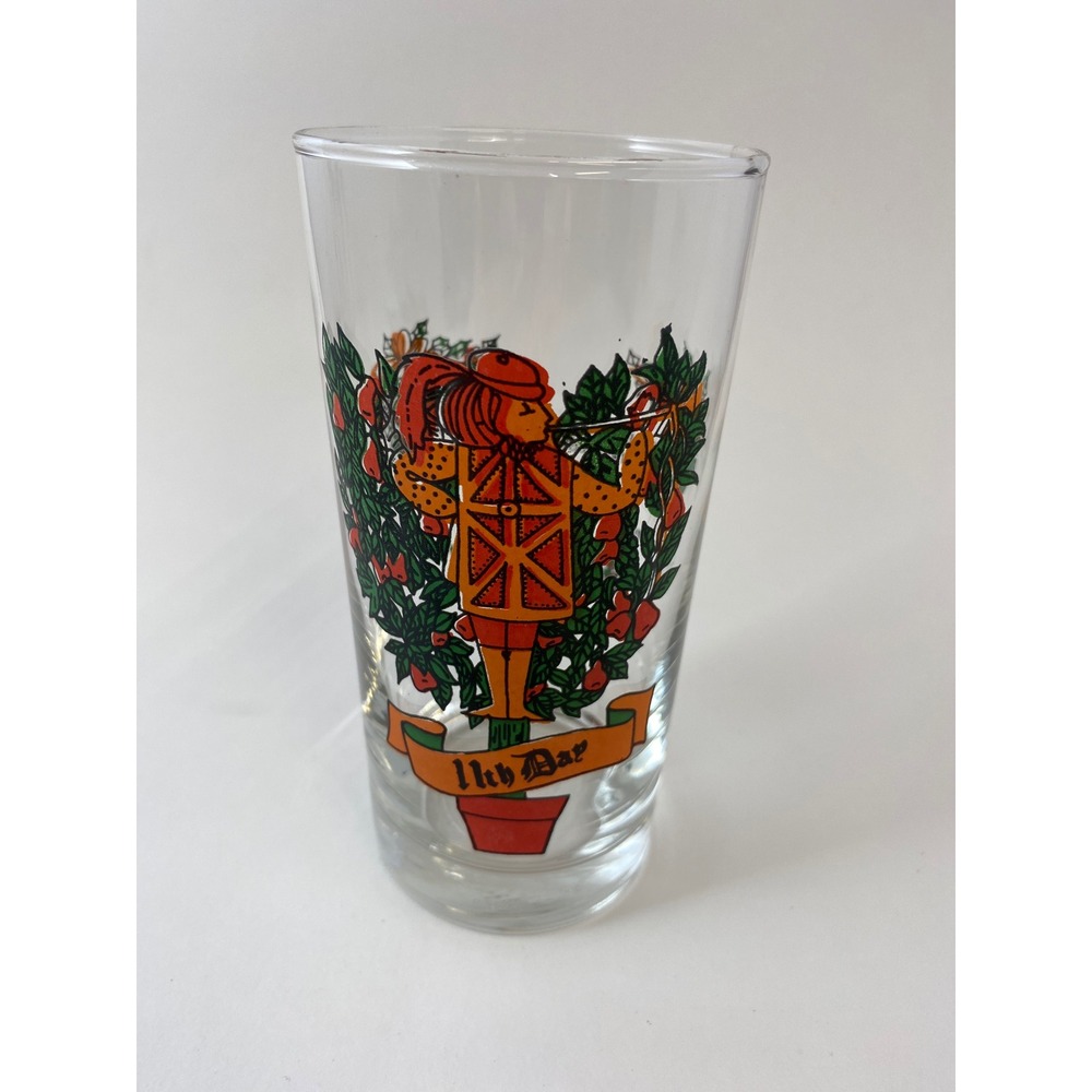 Indiana Glass 12 Days of Christmas Tumbler 11th Day 12oz Clear Excellent Vintage